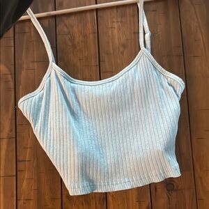 SHEIN Blue Ribbed Crop Camisole Top